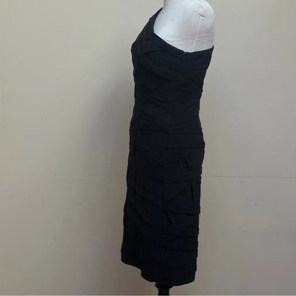 Tadashi Shoji One Shoulder Bodycon Mini Dress Size Small - Black - Picture 2 of 9